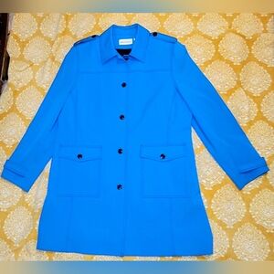 Alfred Dunner Blue Trench Coat Thick/Lined With Black Stitching And Pockets...